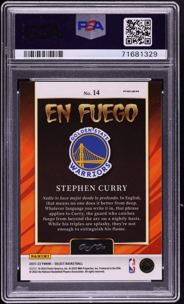 2021 Select En Fuego Black Prizm Stephen Curry 1/1 #14 PSA 10 GEM MINT - Photo 2