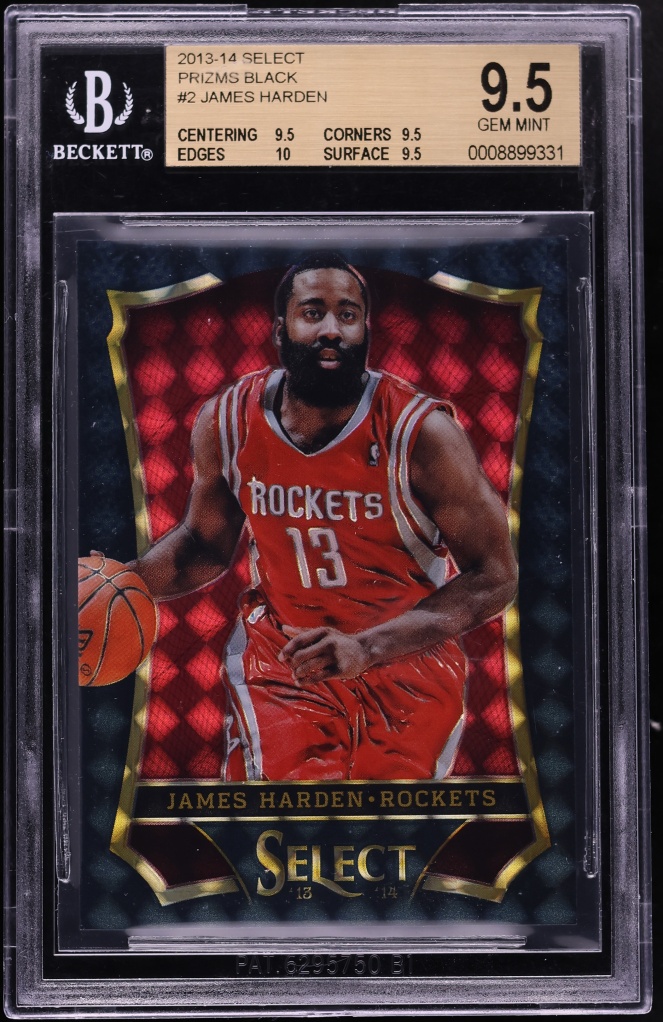 2013 Select Black Prizm James Harden 1/1 #2 BGS 9.5 GEM MINT