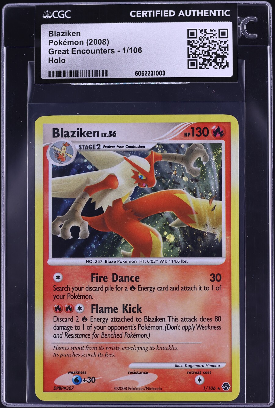 2008 Pokemon Diamond & Pearl Great Encounters Holo Blaziken #1 CGC AUTH - Main Image