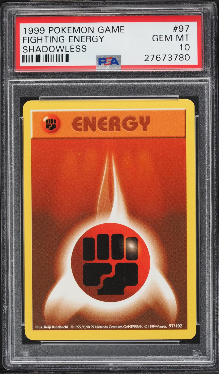 1999 Pokemon Base Set Shadowless Fighting Energy #97 PSA 10 GEM MINT
