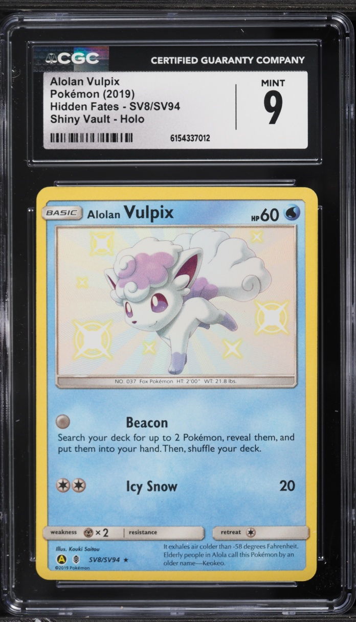2019 Pokemon Sun & Moon Hidden Fates Shiny Vault Holo Alolan Vulpix #SV8 CGC 9 MINT
