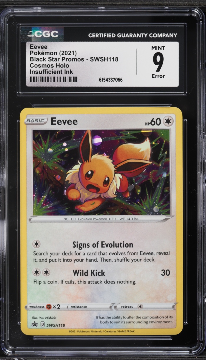 2021 Pokemon Sword & Shield Black Star Promo Cosmos Holo Eevee #SWSH118 CGC 9 MINT