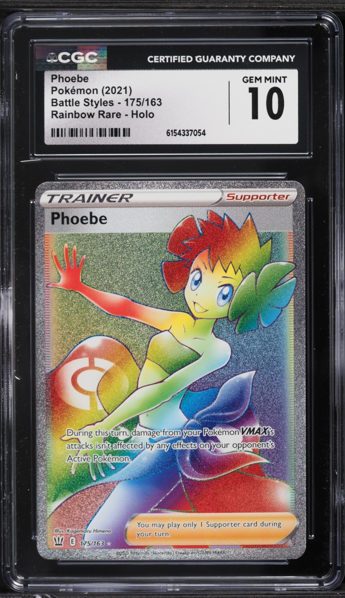 2021 Pokemon Sword & Shield Battle Styles Rainbow Rare Phoebe #175 CGC 10 GEM MINT