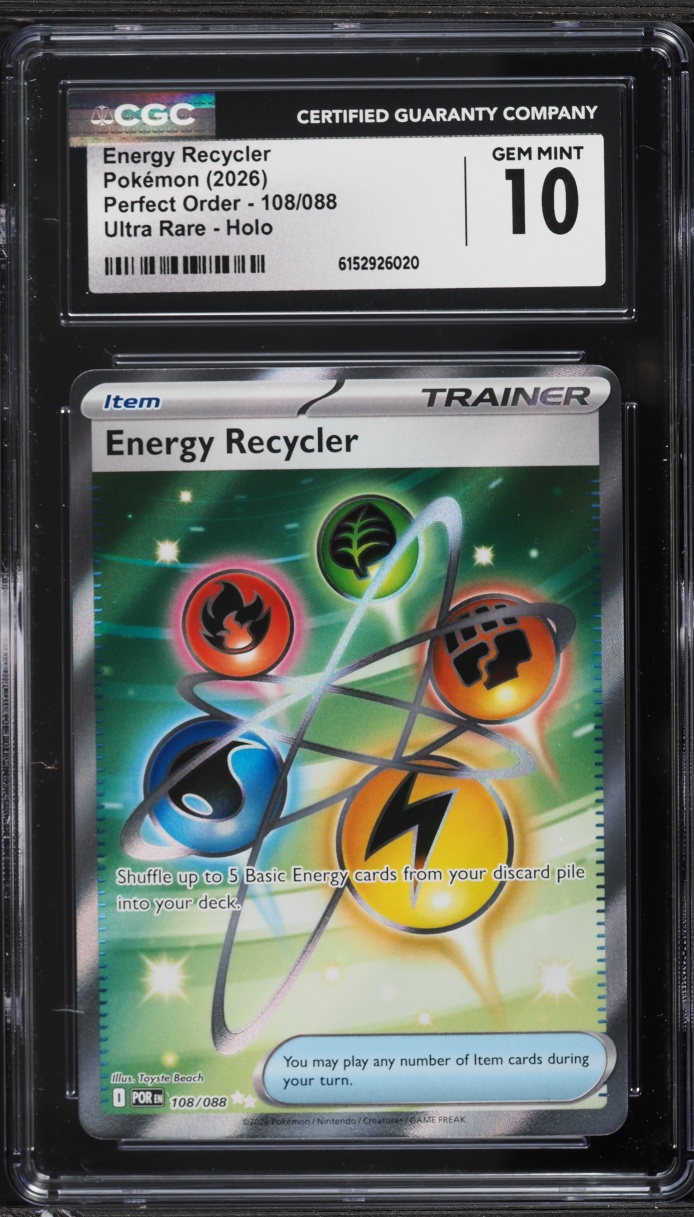 2026 Pokemon Mega Evolution Perfect Order Full Art Energy Recycler #108 CGC 10 GEM MINT