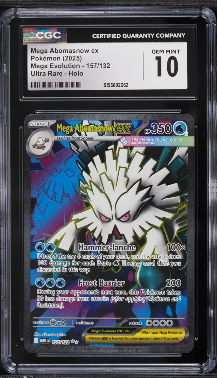 2025 Pokemon Mega Evolution Full Art Mega Abomasnow ex #157 CGC 10 GEM MINT