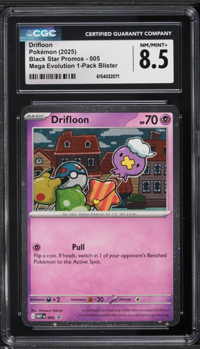 2025 Pokemon Mega Evolution Black Star Promo Drifloon #5 CGC 8.5 NM-MT+