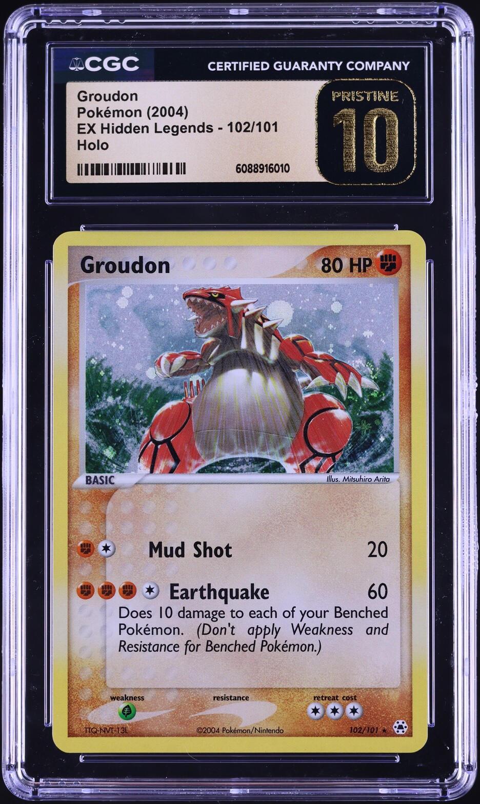 2004 Pokemon EX Hidden Legends Holo Groudon #102 CGC 10 PRISTINE