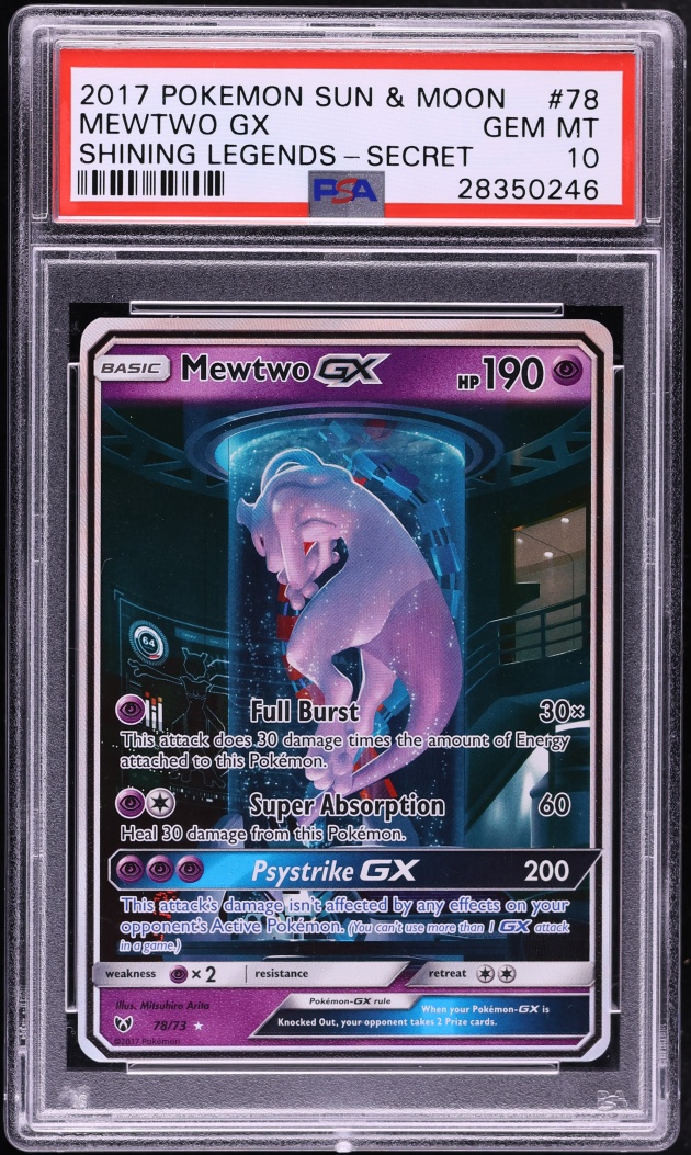 2017 Pokemon Sun & Moon Shining Legends Mewtwo GX #78 PSA 10 GEM MINT