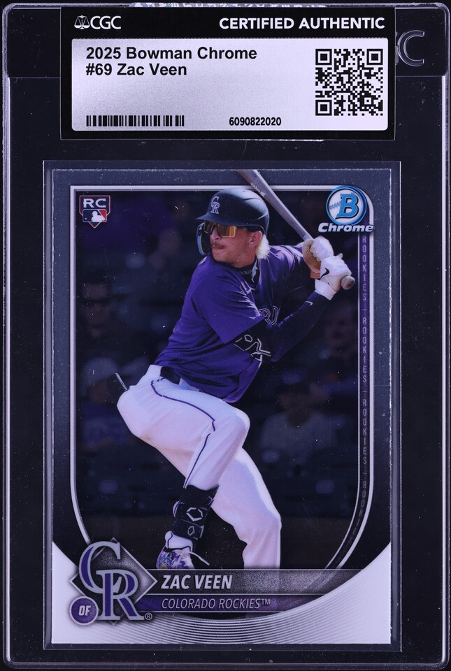 2025 Bowman Chrome Purple Geometric Refractor Zac Veen ROOKIE /250