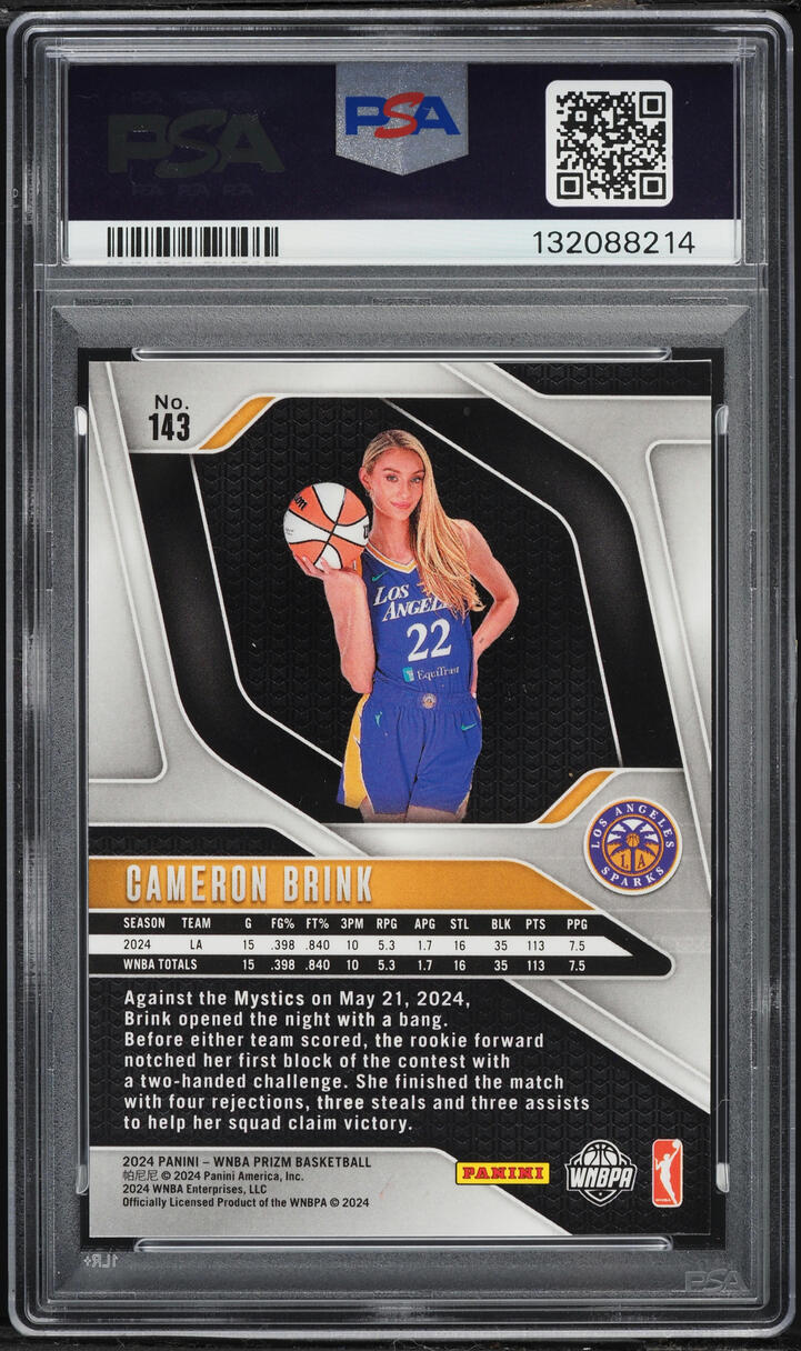 2024 Panini Prizm WNBA Cameron Brink ROOKIE #143 PSA 8 NM-MT