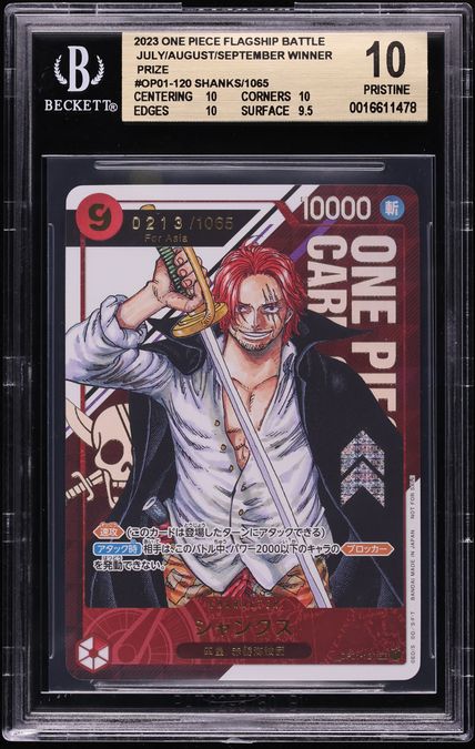 2023 One Piece Japanese Flagship Battle '23 Asia July August Winner SEC Shanks /1065 BGS 10