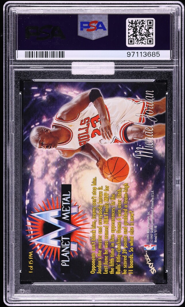 1997 Metal Universe Planet Metal Michael Jordan #1 MBA PSA 9 MINT - Photo 2