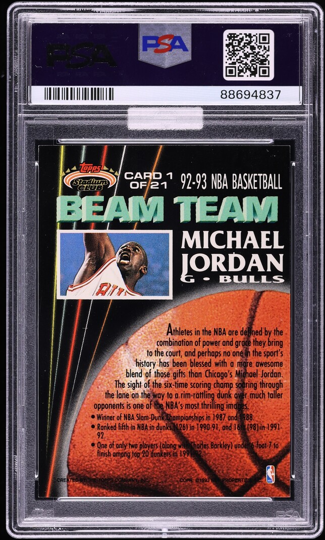 1992 Stadium Club Beam Team Michael Jordan #1 MBA PSA 8 NM-MT - Photo 2