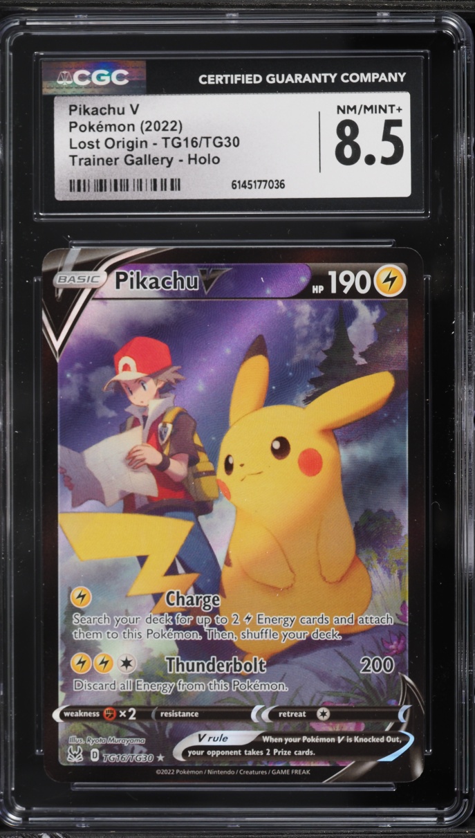 2022 Pokemon Sword & Shield Lost Origin CHR Pikachu V #TG16 CGC 8.5 NM-MT+