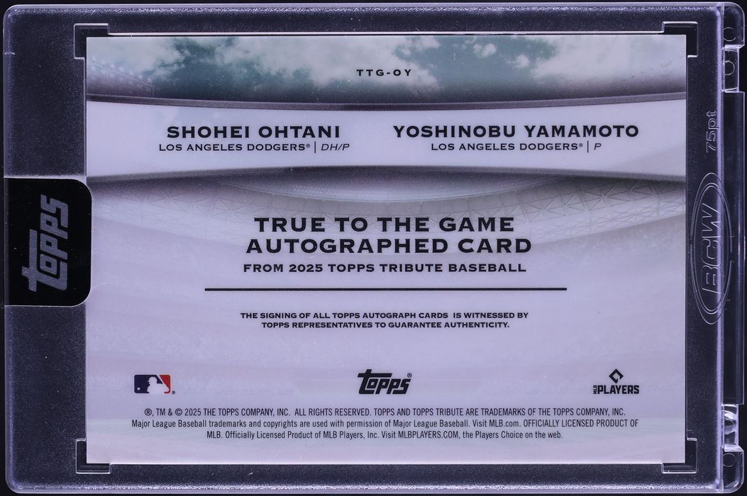 2025 Topps Tribute True To The Game Red Shohei Ohtani Yoshinobu Yamamoto AUTO 10/10 #TTG-OY