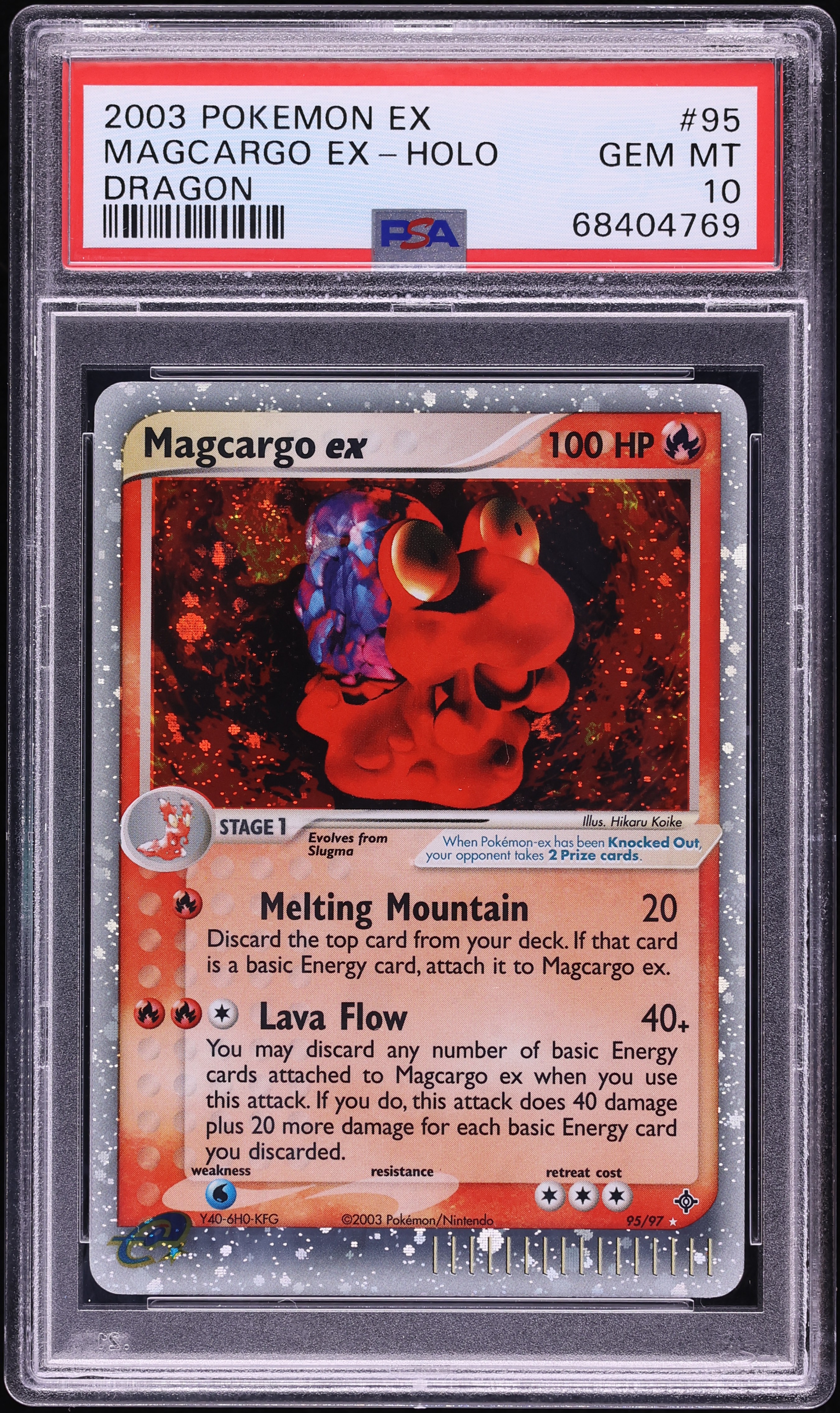 2003 Pokemon EX Dragon Holo Magcargo EX #95 PSA 10 GEM MINT
