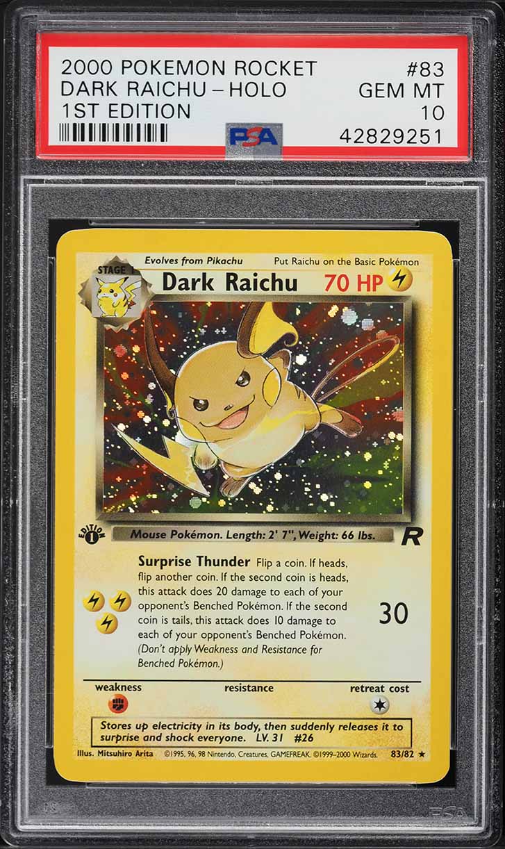 2000 Pokemon Team Rocket 1st Edition Holo Dark Raichu #83 PSA 10 GEM MINT
