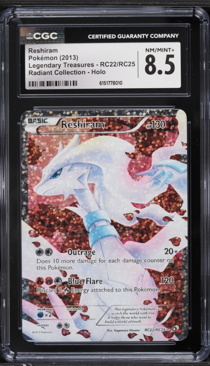 2013 Pokemon BW Legendary Treasures Radiant Collection Full Art Reshiram #RC22 CGC 8.5 NM-MT+