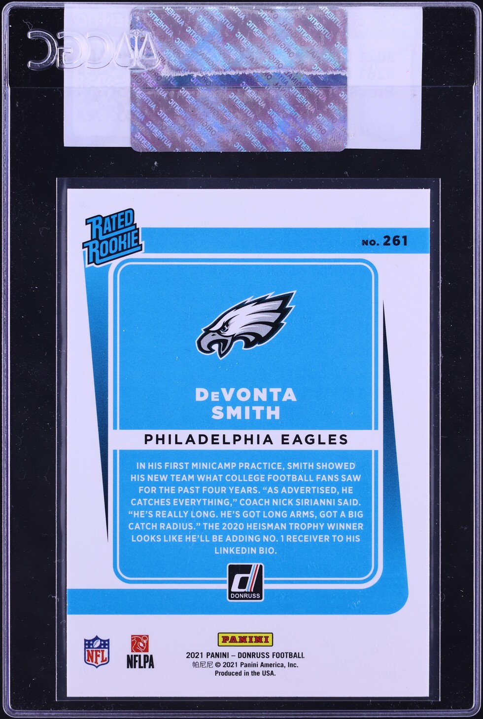 2021 Donruss Press Proof Bronze DeVonta Smith ROOKIE #261 CGC AUTH