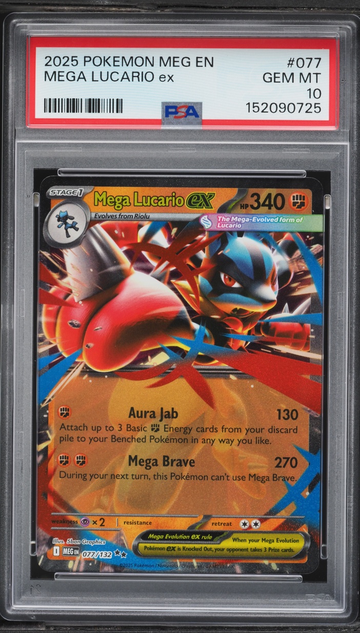 2025 Pokemon Mega Evolution Holo Mega Lucario ex #77 PSA 10 GEM MINT