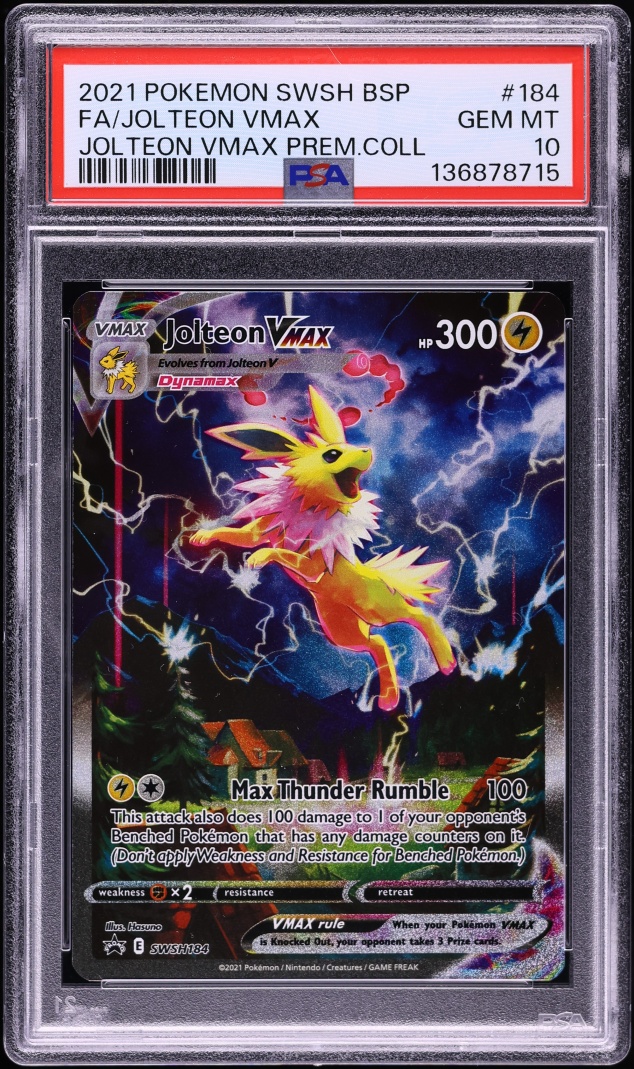 2021 Pokemon Sword & Shield Promo Premium Collection Full Art Jolteon VMAX #184 PSA 10 GEM MINT
