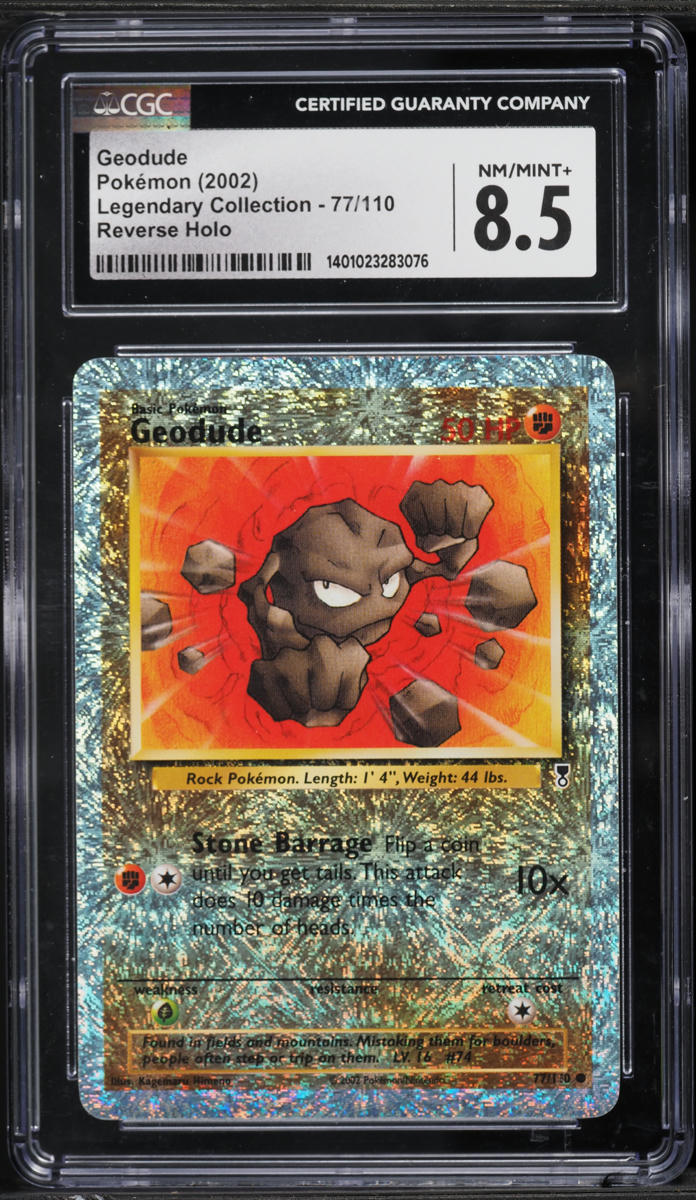 2002 Pokemon Legendary Collection Reverse Holo Geodude #77 CGC 8.5 NM-MT+