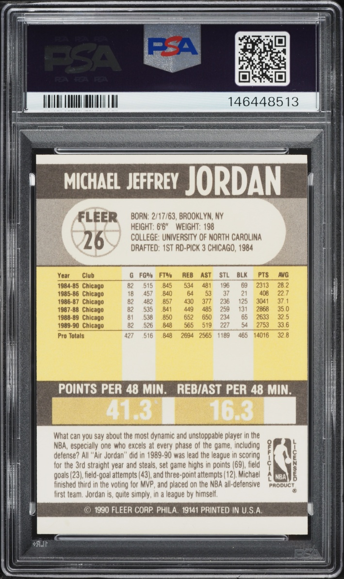 1990 Fleer Basketball Michael Jordan #26 PSA 7 NRMT