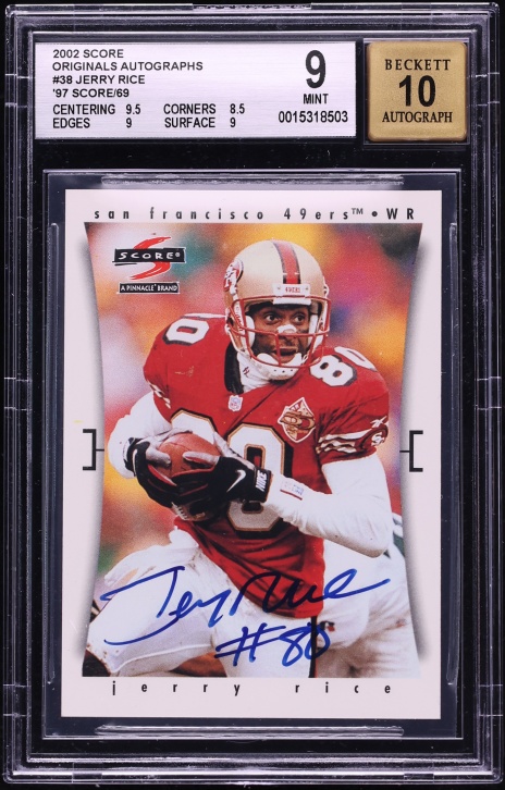 2002 Score Originals '97 Jerry Rice AUTO /69 #38 BGS 9 MINT
