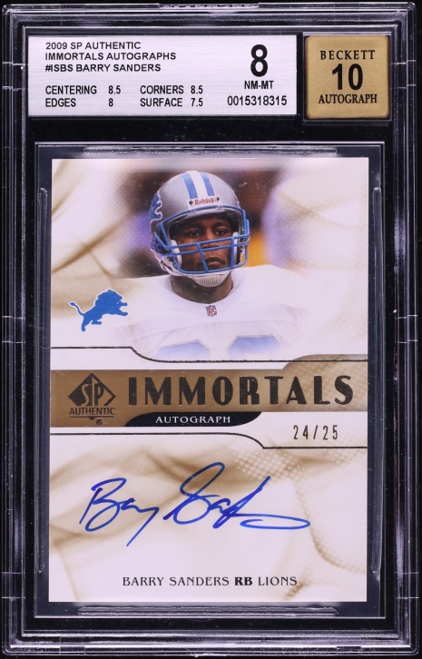 2009 SP Authentic Immortals Barry Sanders AUTO /25 #IS-BS BGS 8 NM-MT