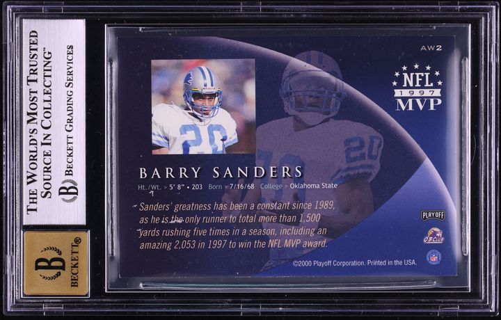 2000 Playoff Prestige Award Winning Barry Sanders AUTO #AW2 BGS 7 NRMT - Photo 2