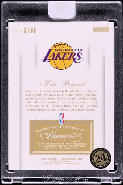 2015 Panini Flawless Greats Dual Kobe Bryant PATCH AUTO /25 #GR-KB
