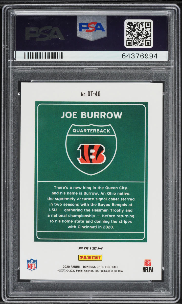 2020 Donruss Optic Downtown Joe Burrow ROOKIE #DT-40 PSA 10 GEM MINT