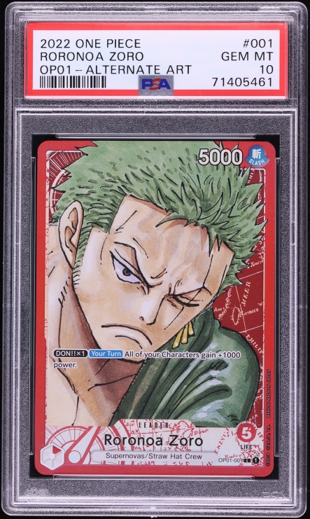 2022 One Piece Romance Dawn Alt Art Leader Roronoa Zoro #OP01-001 PSA 10 GEM MINT