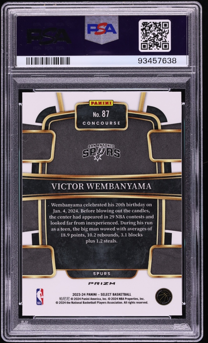2023 Select Concourse Tectonic Victor Wembanyama ROOKIE #87 PSA 10 GEM MINT