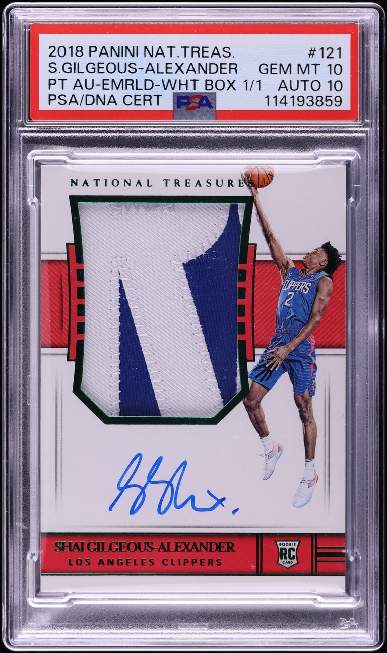 2018 National Treasures Shai Gilgeous-Alexander RC PATCH AUTO DNA 10 1/1 PSA 10