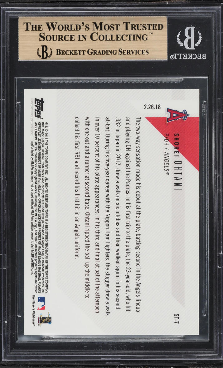 2018 Topps Now Shohei Ohtani ROOKIE #ST-7 BGS 10 PRISTINE