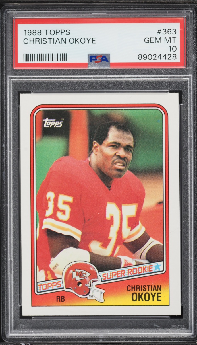 1988 Topps Football Christian Okoye ROOKIE #363 PSA 10 GEM MINT