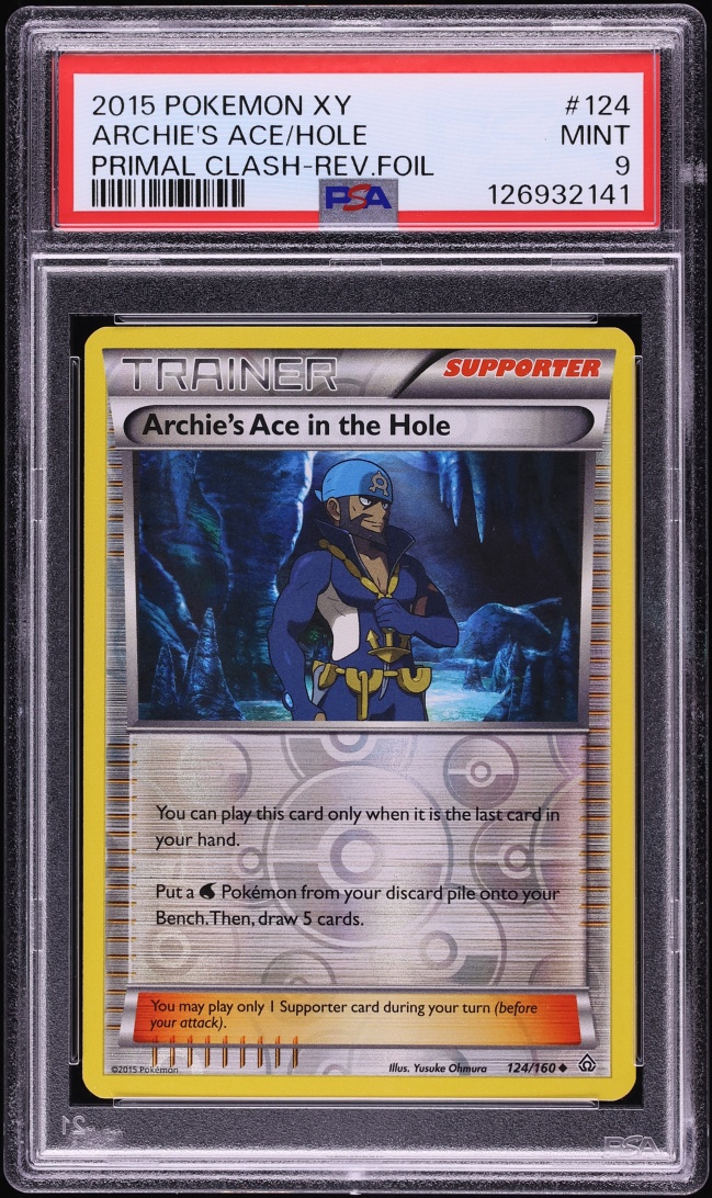 2015 #124 Archie'S Ace In The Hole PSA 9 Pokemon Xy Primal Clash Reverse Holo