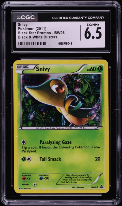 2011 Pokemon Black & White Black Star Promo Holo Snivy #BW06 CGC 6.5 EXMT+