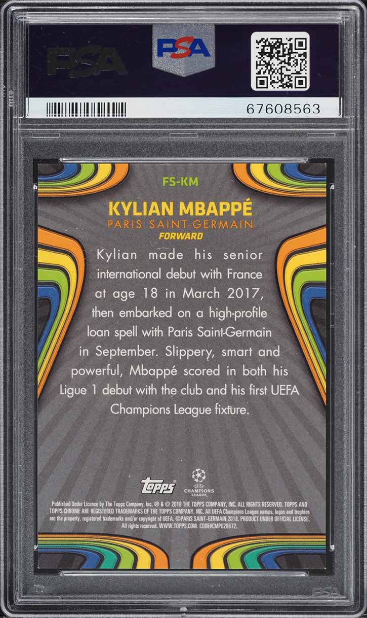 2017 Topps Chrome UEFA Future Stars Kylian Mbappe ROOKIE #FS-KM PSA 9 MINT
