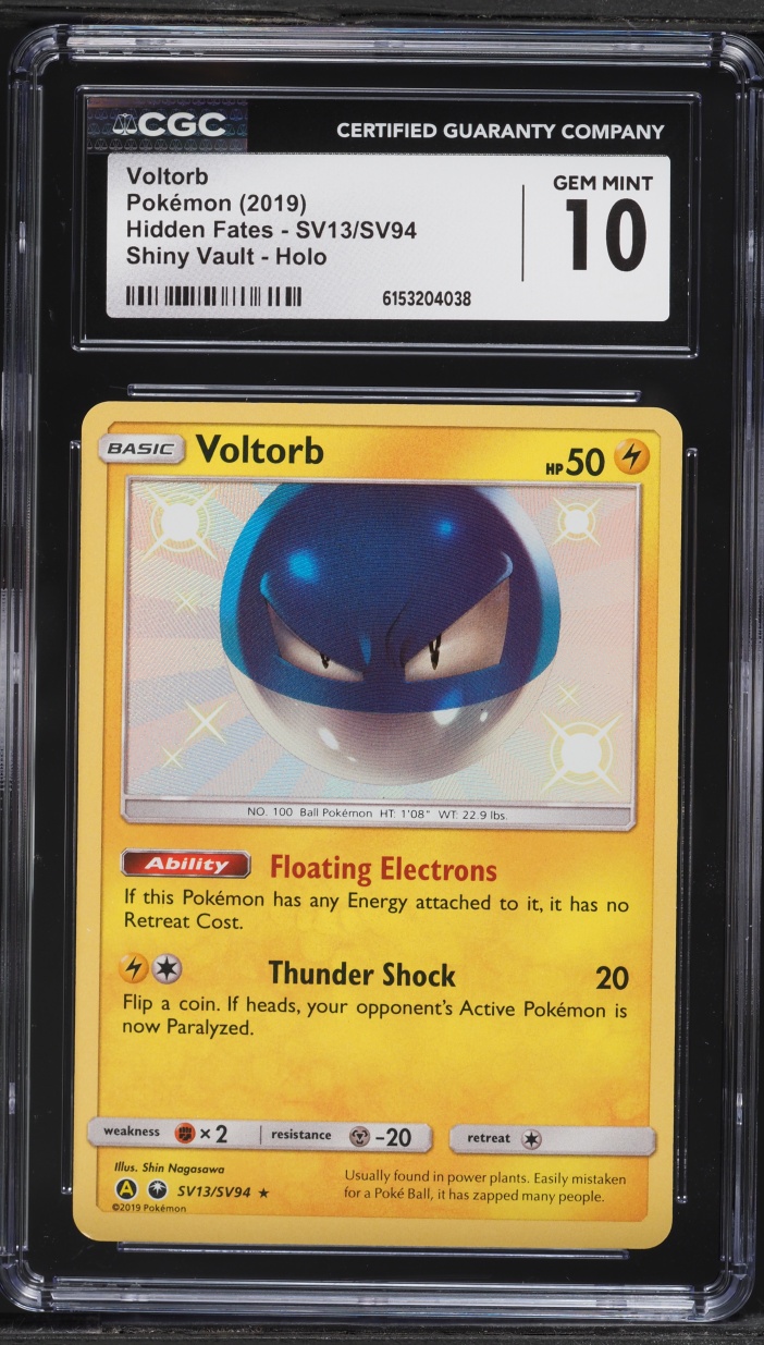 2019 Pokemon Sun & Moon Hidden Fates Vault Shiny Holo Voltorb #SV13 CGC 10 GEM MINT