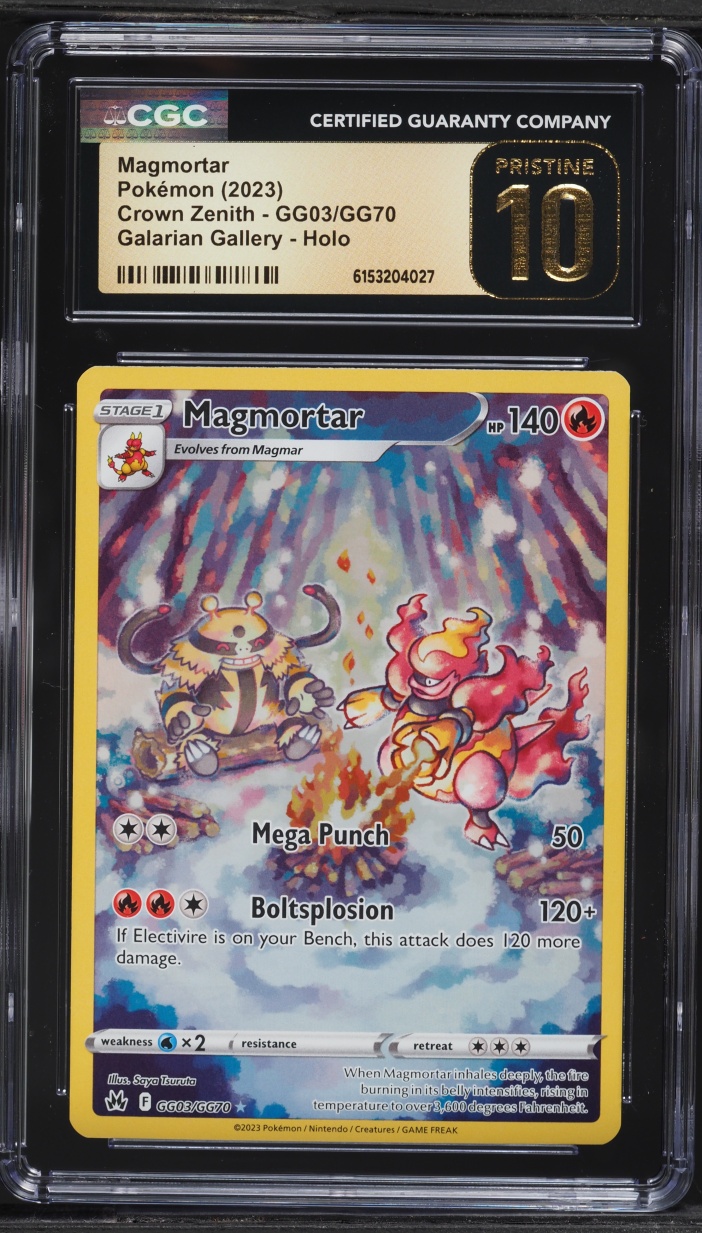 2023 Pokemon Sword & Shield Crown Zenith Alt Art Magmortar #GG03 CGC 10 PRISTINE