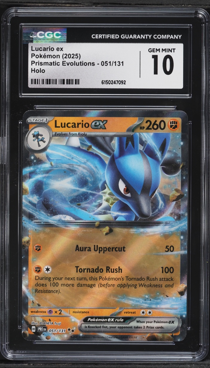 2025 Pokemon Scarlet & Violet Prismatic Evolutions Holo Lucario ex #51 CGC 10 GEM MINT
