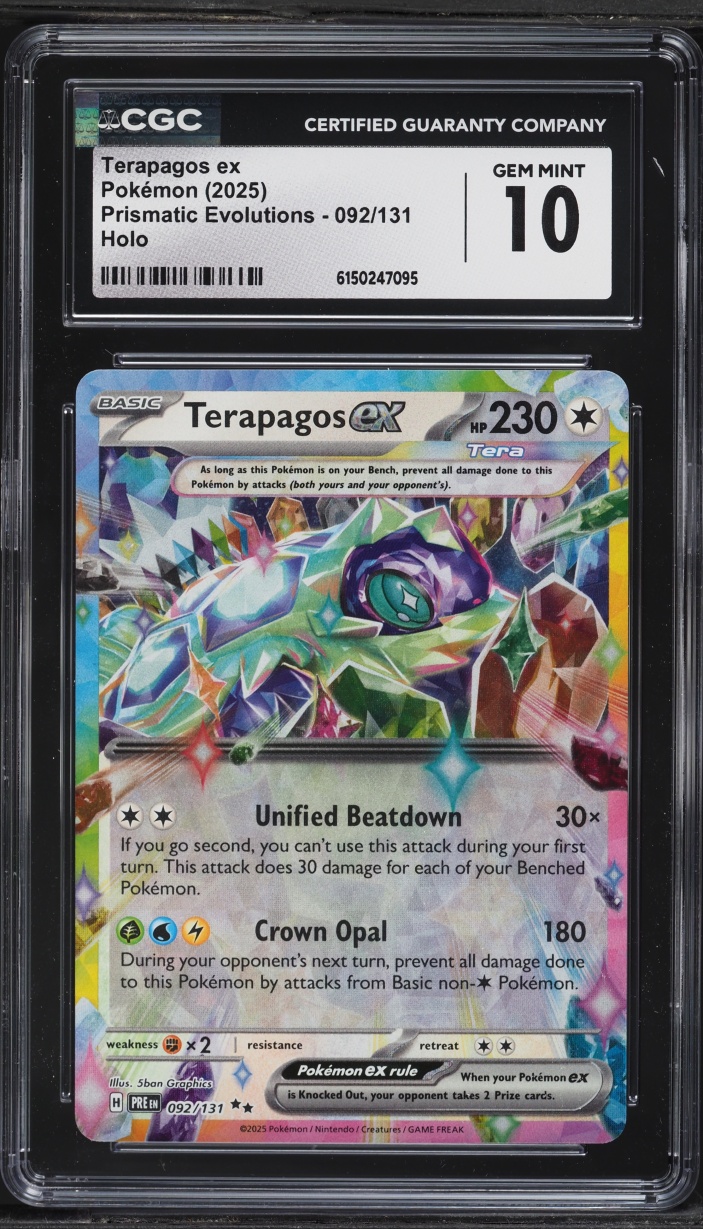 2025 Pokemon Scarlet & Violet Prismatic Evolutions Holo Terapagos ex #92 CGC 10 GEM MINT