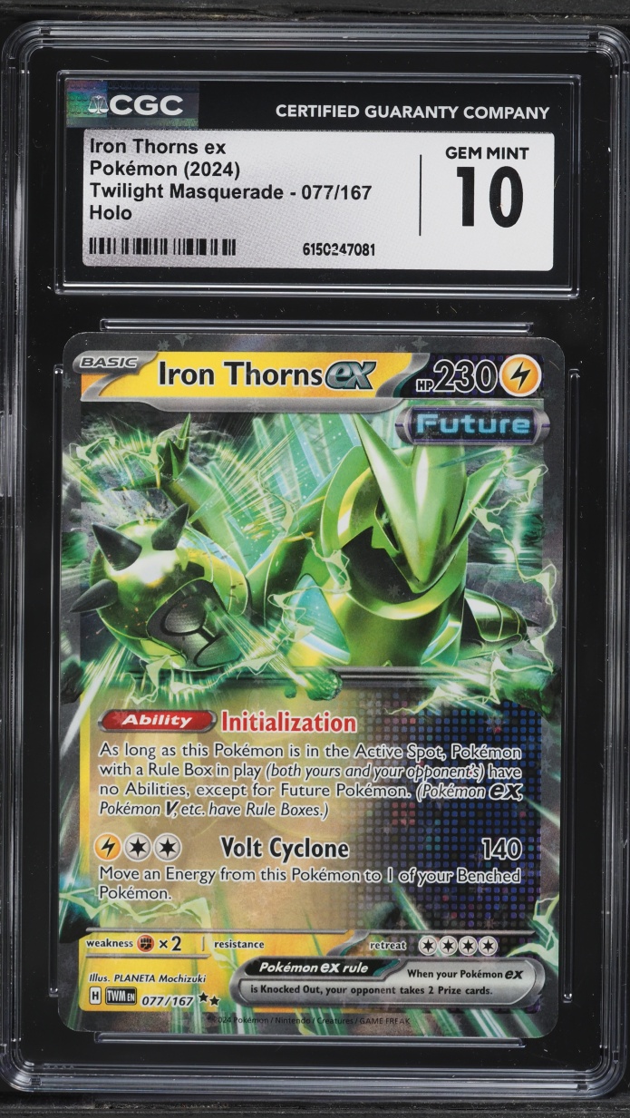 2024 Pokemon Scarlet & Violet Twilight Masquerade Holo Iron Thorns ex #77 CGC 10 GEM MINT