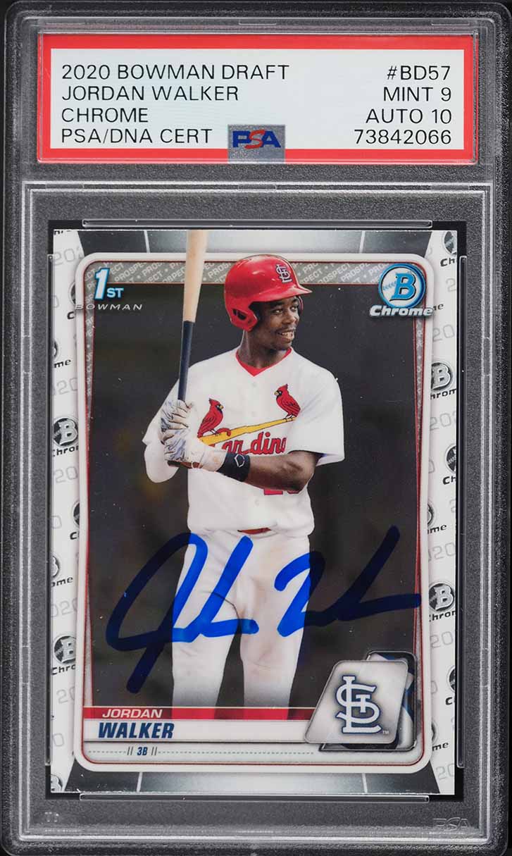 2020 Bowman Chrome Draft Jordan Walker PROSPECT AUTO DNA 10 #BD-57 PSA 9 MINT