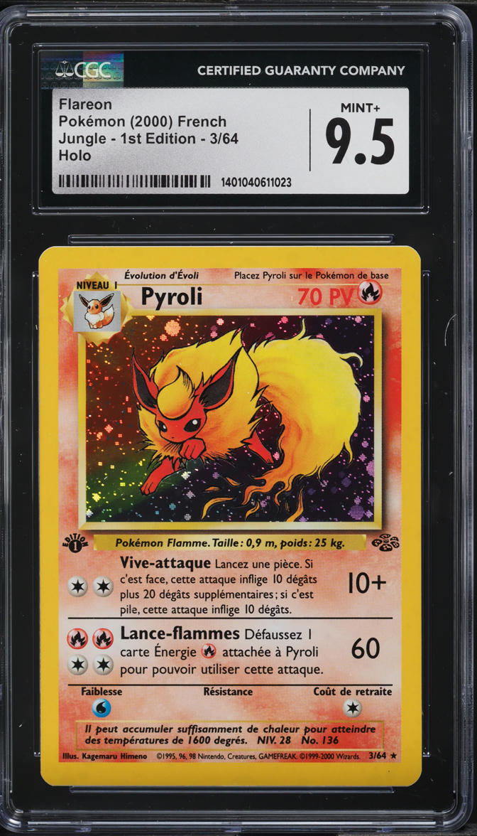 2000 Pokemon French Jungle 1st Edition Holo Flareon #3 CGC 9.5 MINT+