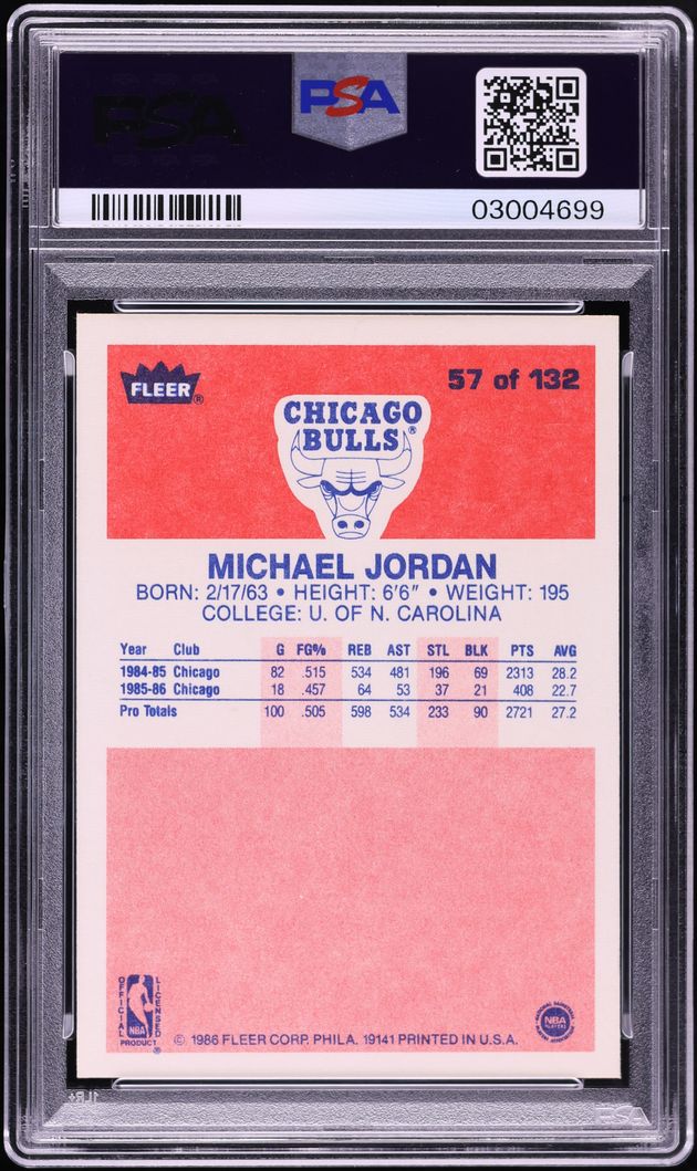 1986 Fleer Basketball Michael Jordan ROOKIE #57 PSA 9 MINT