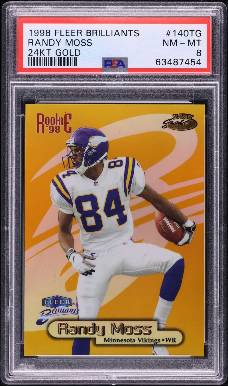 1998 Fleer Brilliants 24KT Gold Randy Moss ROOKIE /24 #140TG PSA 8 NM-MT