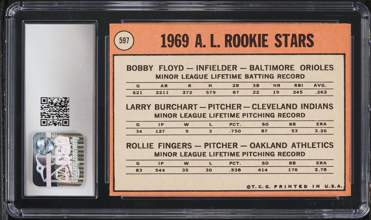 1969 Topps Rollie Fingers ROOKIE #597 CSG 7.5 NRMT+
